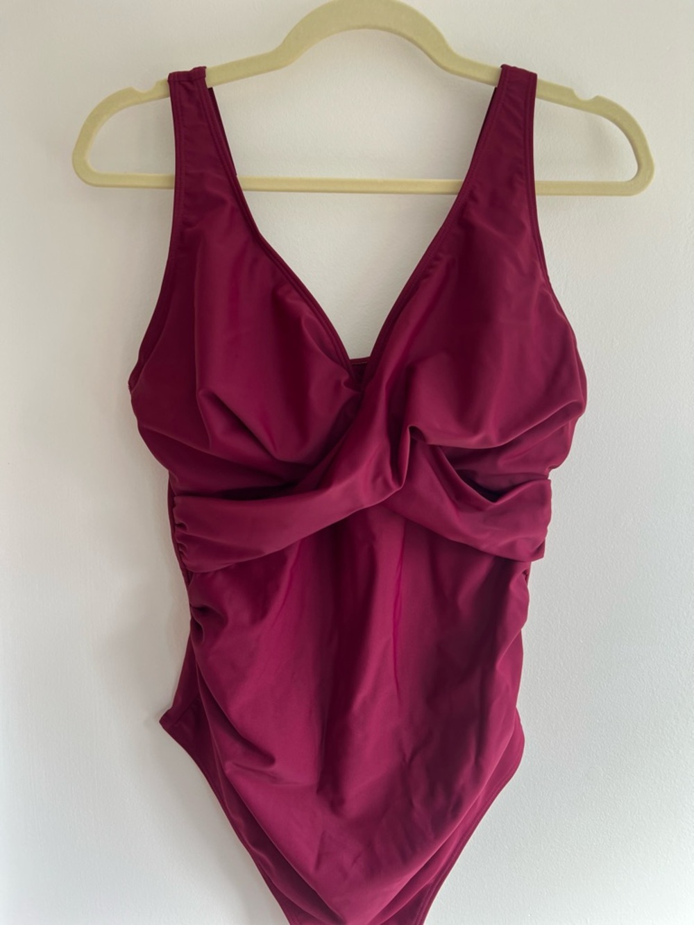 Summersunshine Women’s Maternity Twist-Front One-Piece Swimsuit in Red Wine | L - Picture 2 of 16